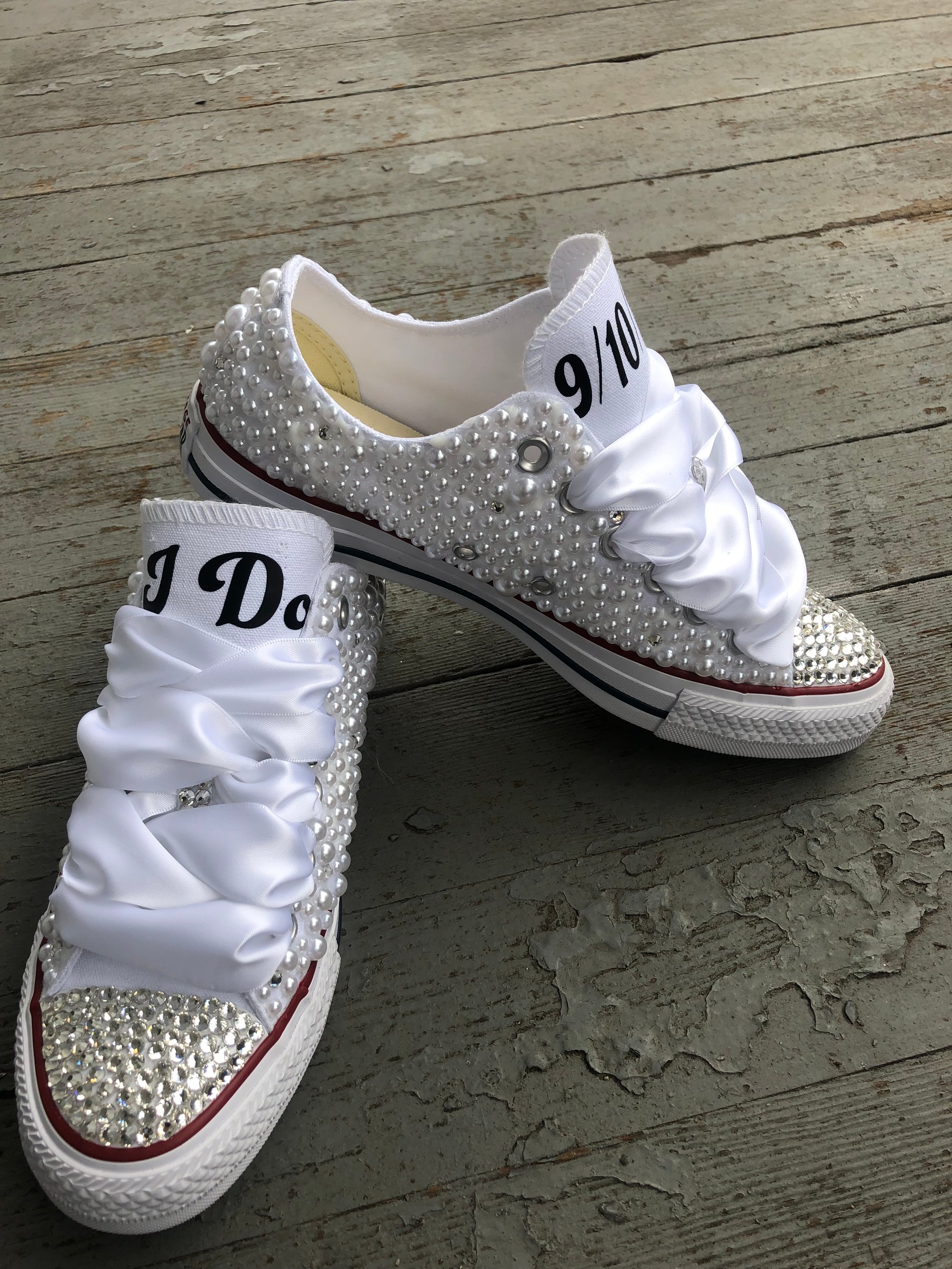 Wedding Converse with Bling and Pearls High Class Girlz